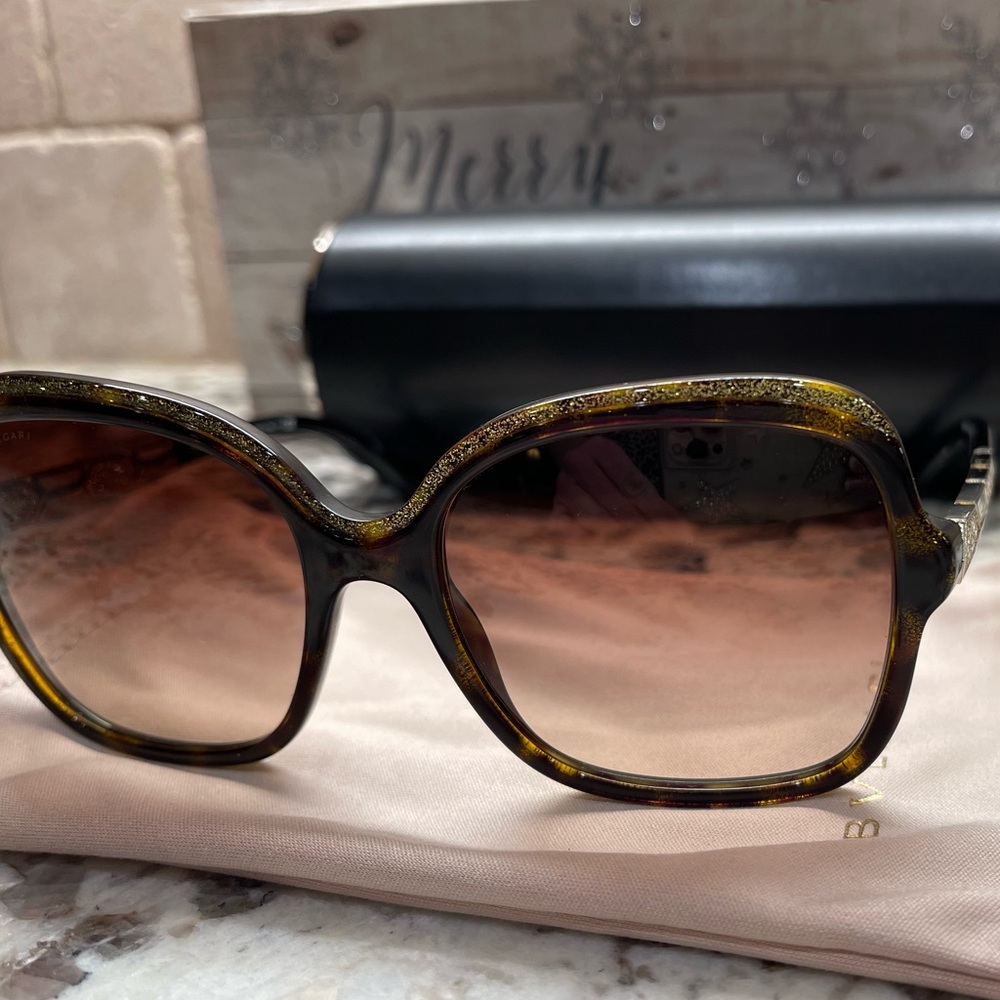 ❌SOLD ❌Beautiful Bvlgari SERPENTI BV 8181B havana glitter gold/brown Sunglasses - Picture 9 of 16